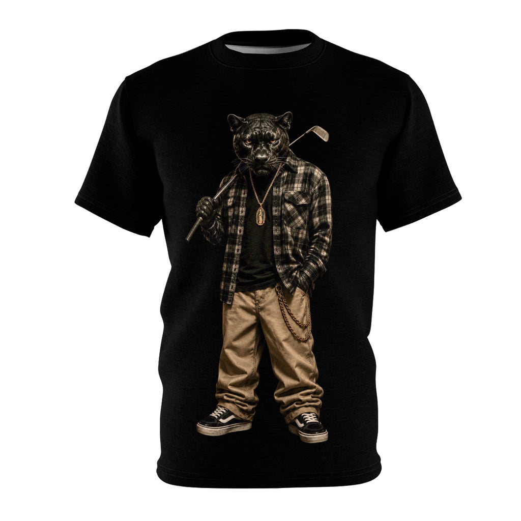 Panther Golfer Graphic Tee — Vintage Streetwear Animal Print