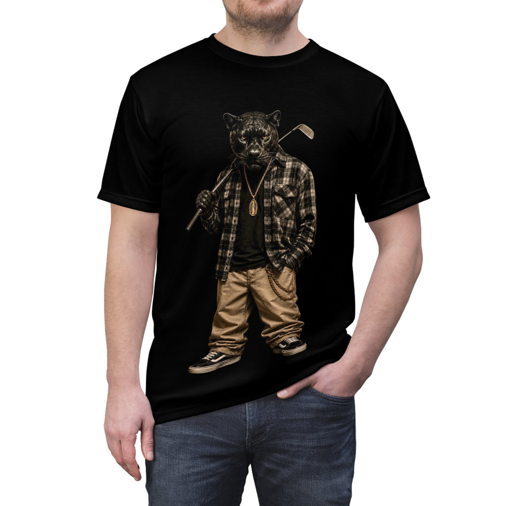 Panther Golfer Graphic Tee — Vintage Streetwear Animal Print