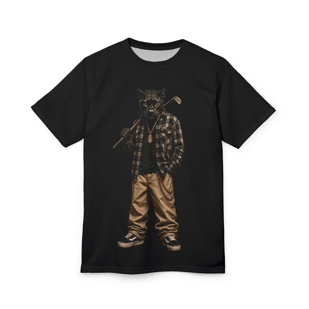 Panther Golfer Graphic Tee — Vintage Streetwear Animal Print