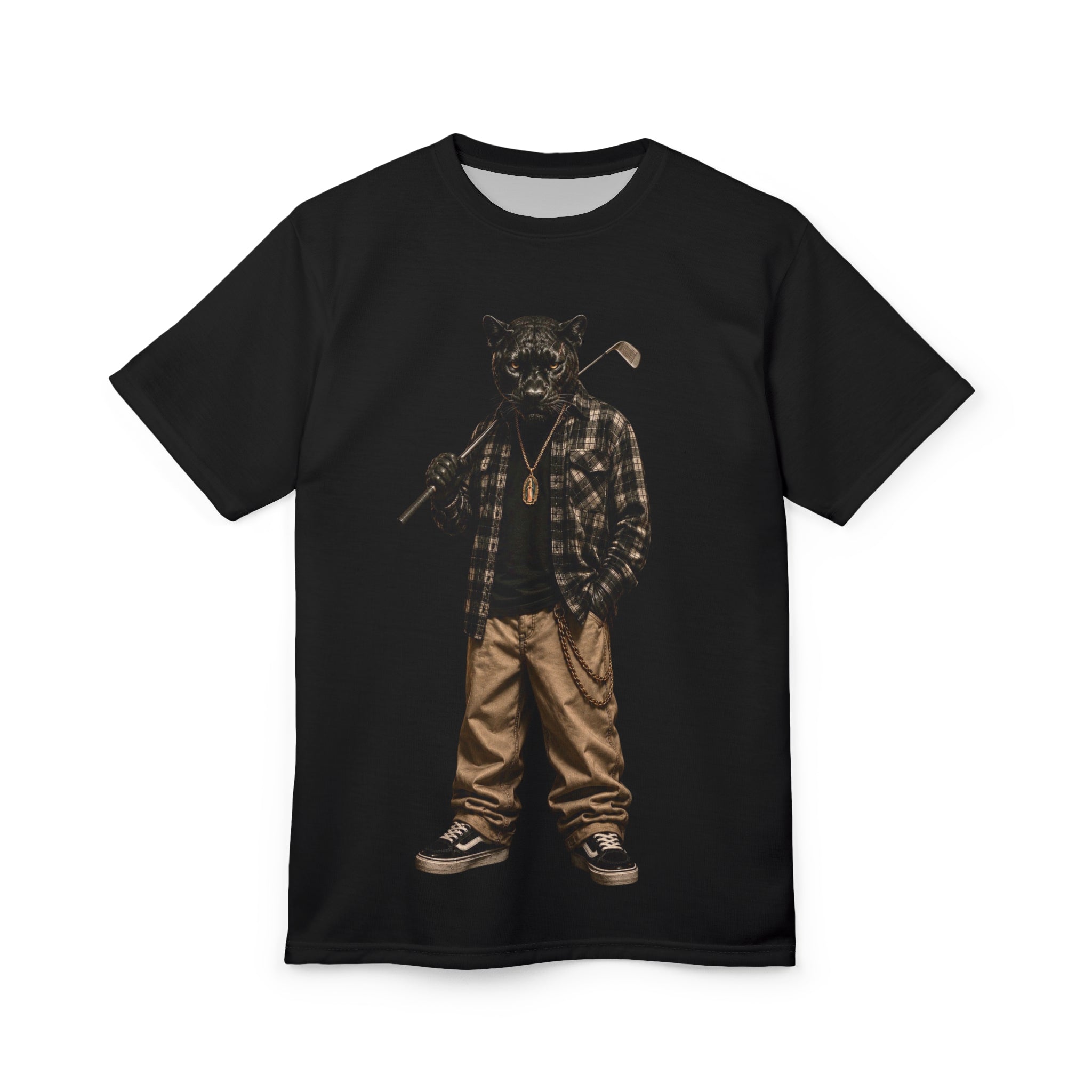 Panther Golfer Graphic Tee — Vintage Streetwear Animal Print