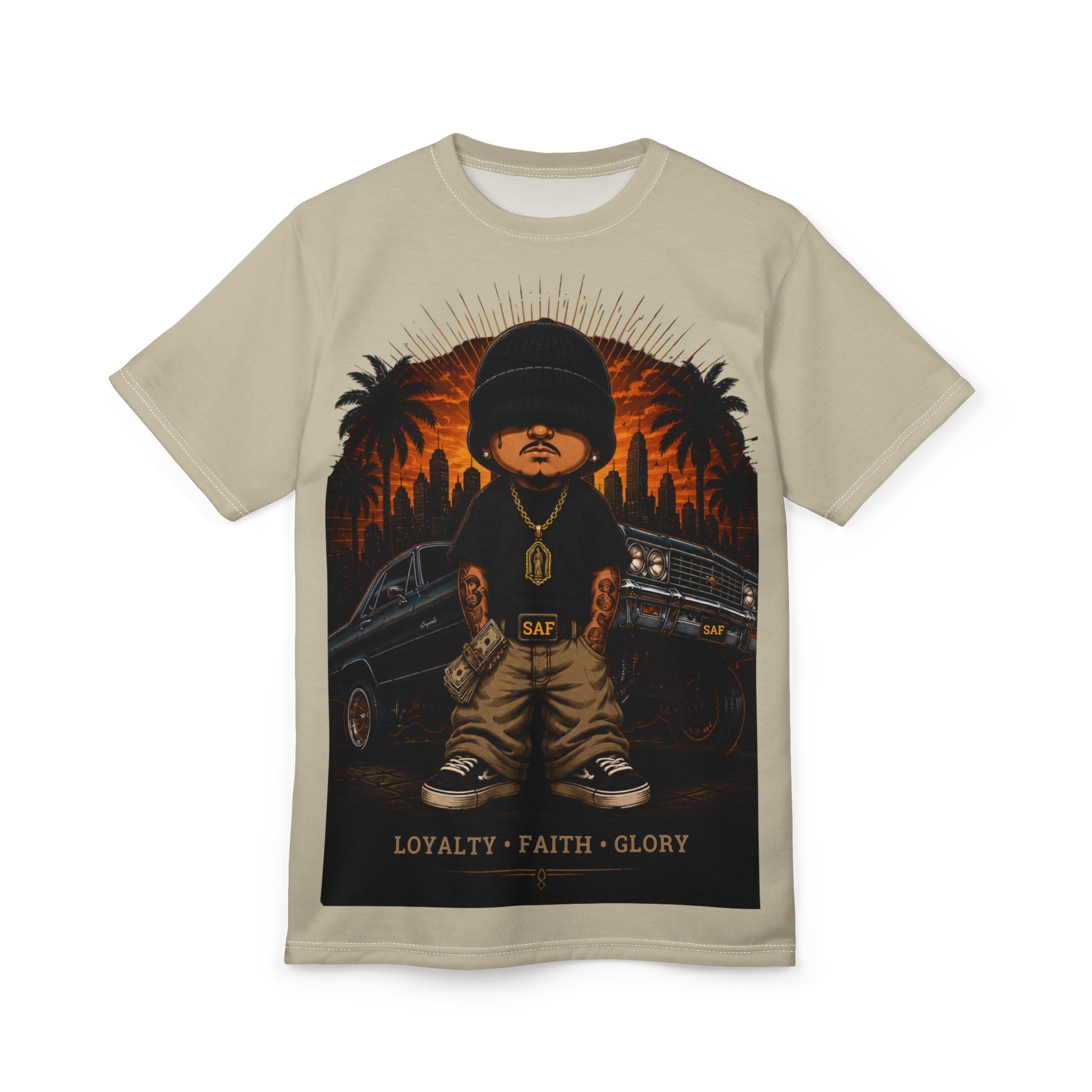 Chicano Urban Tee — 'Loyalty • Faith • Glory' Street Art Graphic Shirt
