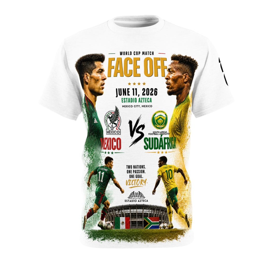 Mexico vs South Africa 2026 World Cup Tee — "Face Off" Match Poster T-Shirt (June 11, 2026)