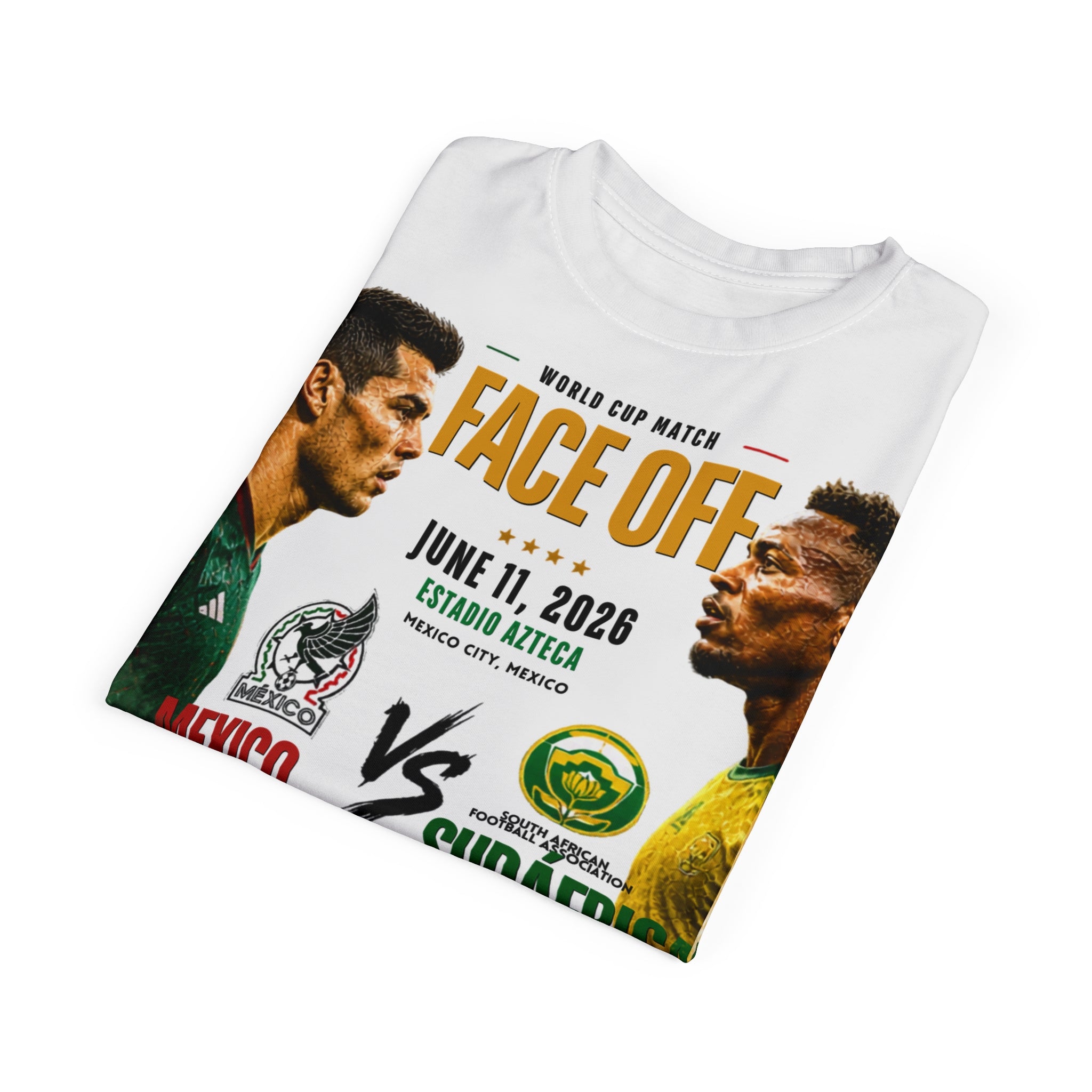 Mexico vs South Africa 2026 World Cup Tee — "Face Off" Match Poster T-Shirt (June 11, 2026)