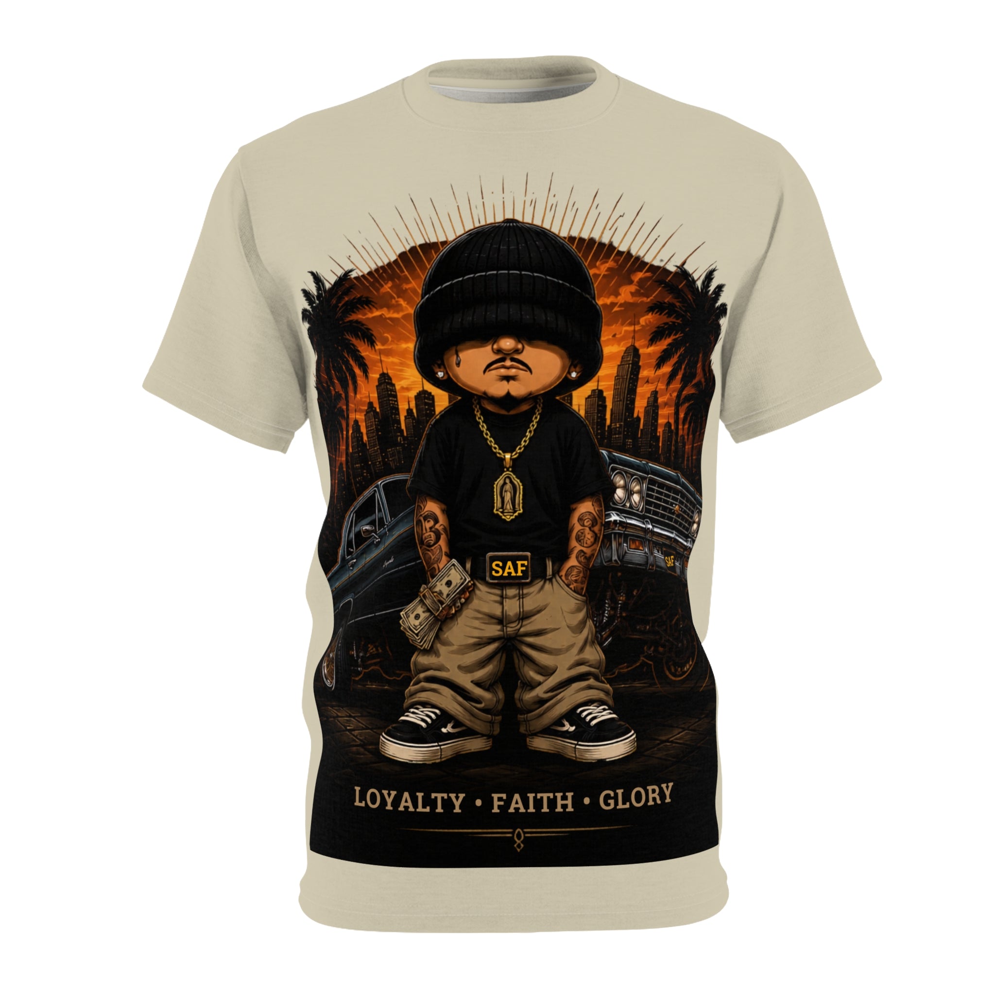Chicano Urban Tee — 'Loyalty • Faith • Glory' Street Art Graphic Shirt